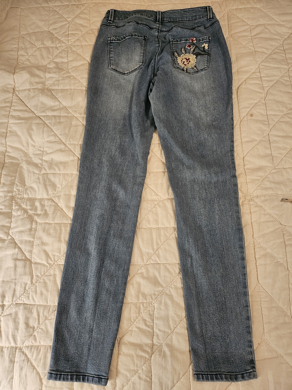 WORKSHOP Floral Embroidered Skinny Jeans - Size 10 - Picture 3 of 9